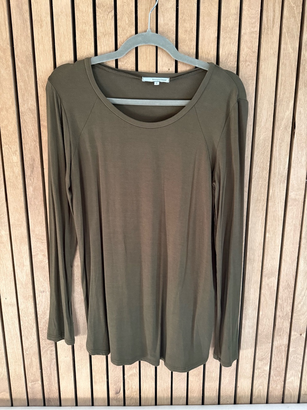 Eileen Fisher Olive Scoop Neck Long-Sleeve Tee - Lightweight Layering